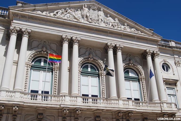 Rainbow flag at Lisbon City Hall